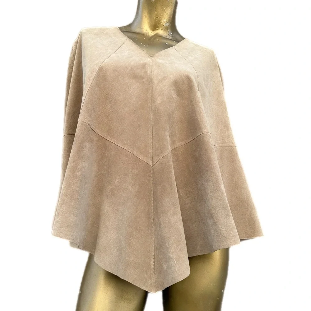 Y2K Vintage INC 100% Genuine Suede Leather Poncho/ Cape Top size S/M
